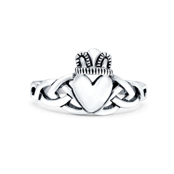 Celtic Knot Heart Oxidized Band Solid 925 Sterling Silver Thumb Ring (11mm)